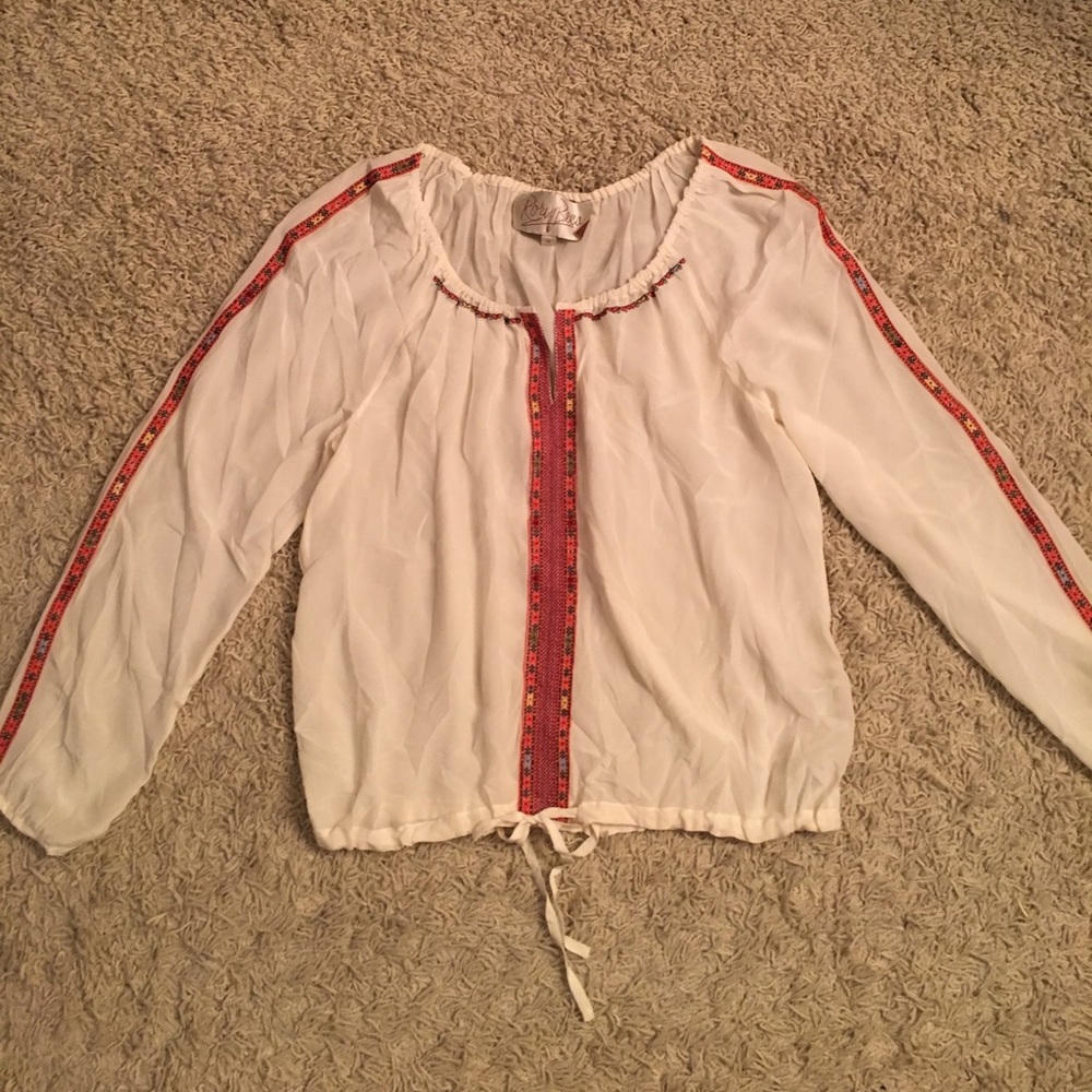 Rory Beca 100% SILK embroidered peasant top!